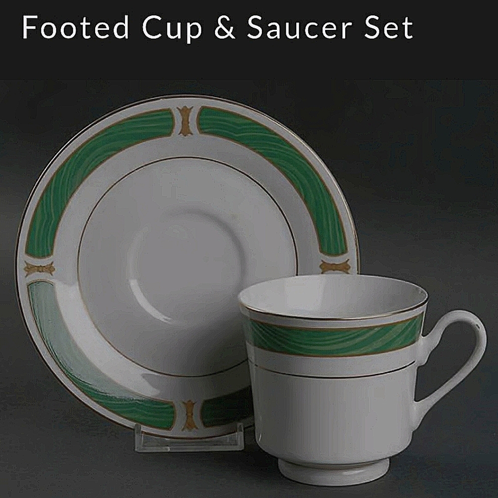 MALACHITE by SANGO, MAJESTRY FINE CHINA Footed Cup & Saucer Set